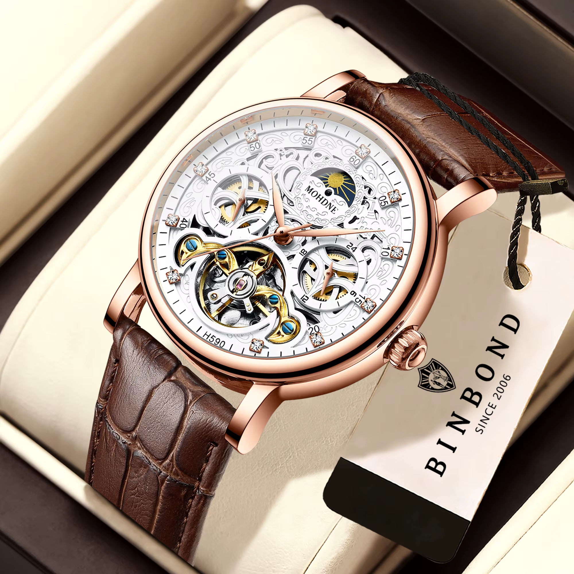 Montres mécaniques de luxe BINBOND pour hommes