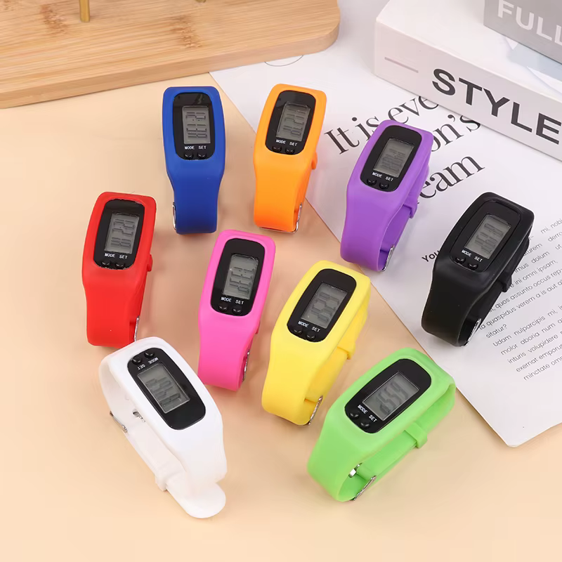 Montre de compteur de pas de Bracelet de podomètre de LED avec l'affichage de l'heure 12/24H