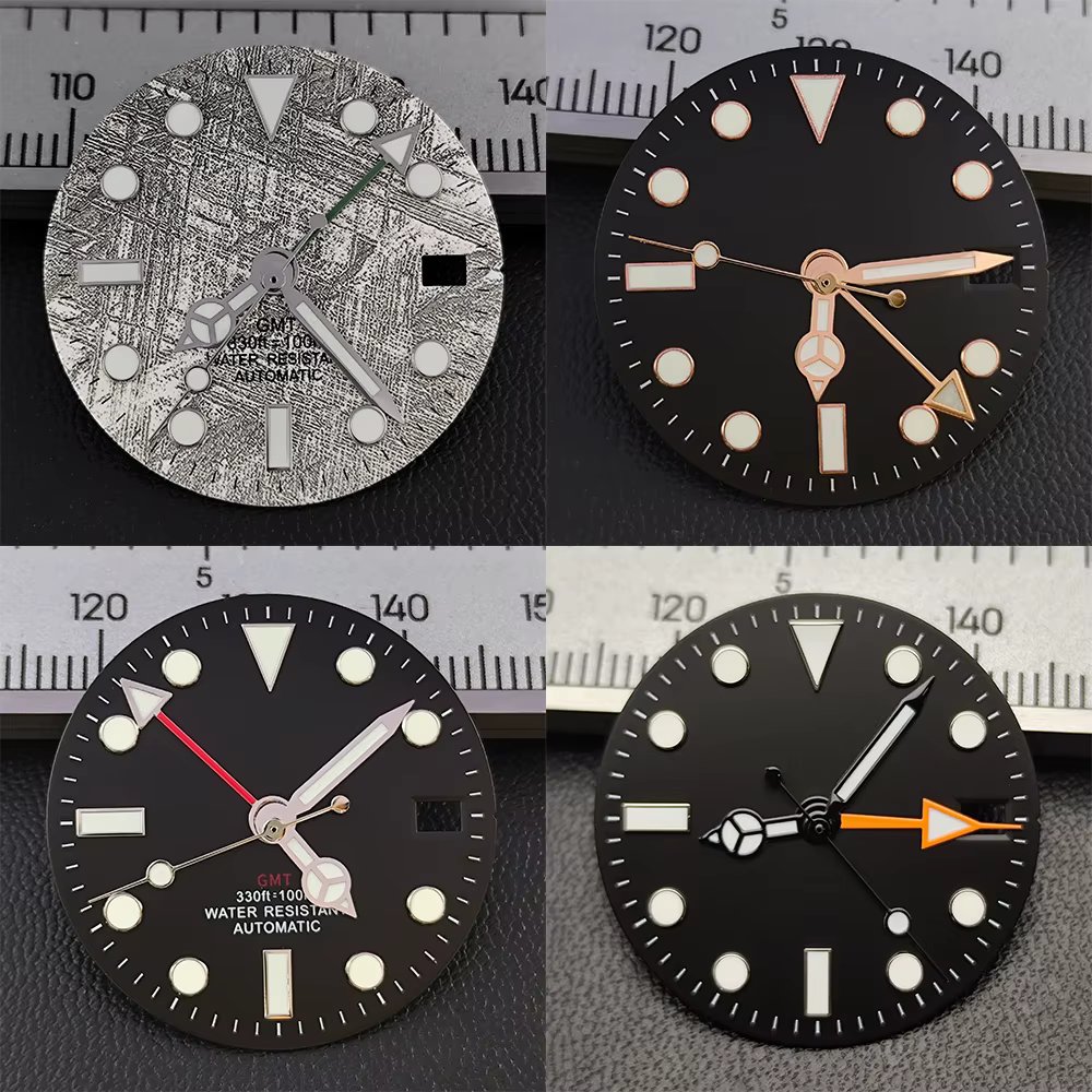 Aiguilles de cadran GMT bleues/vertes lumineuses NH34
