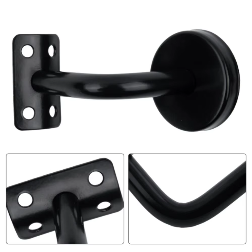 Support de main courante en acier inoxydable, fixation murale, robuste, haute qualité, finition noire, accessoire pour garde-corps d'escalier