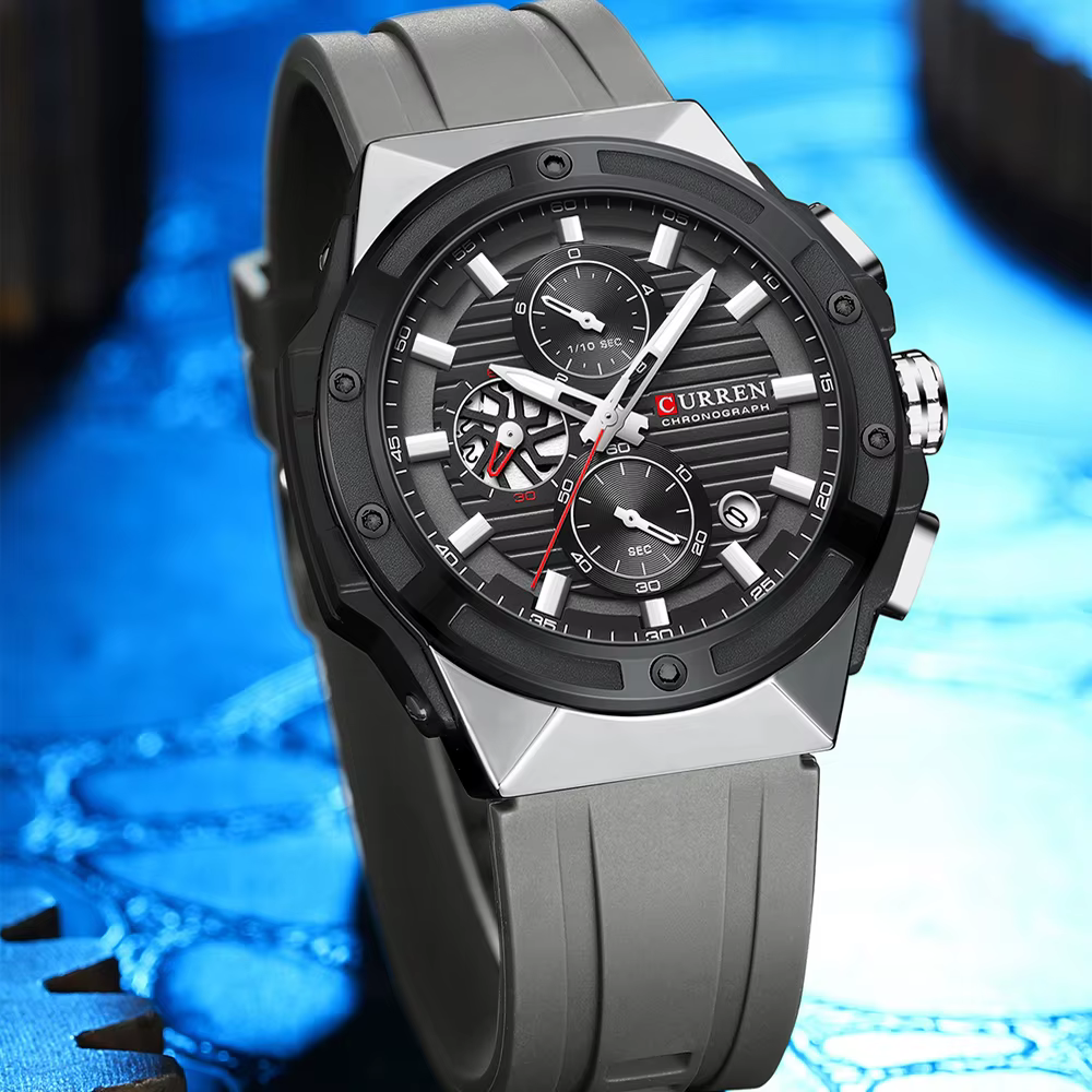 Montre à Quartz chronographe à grand cadran pour hommes