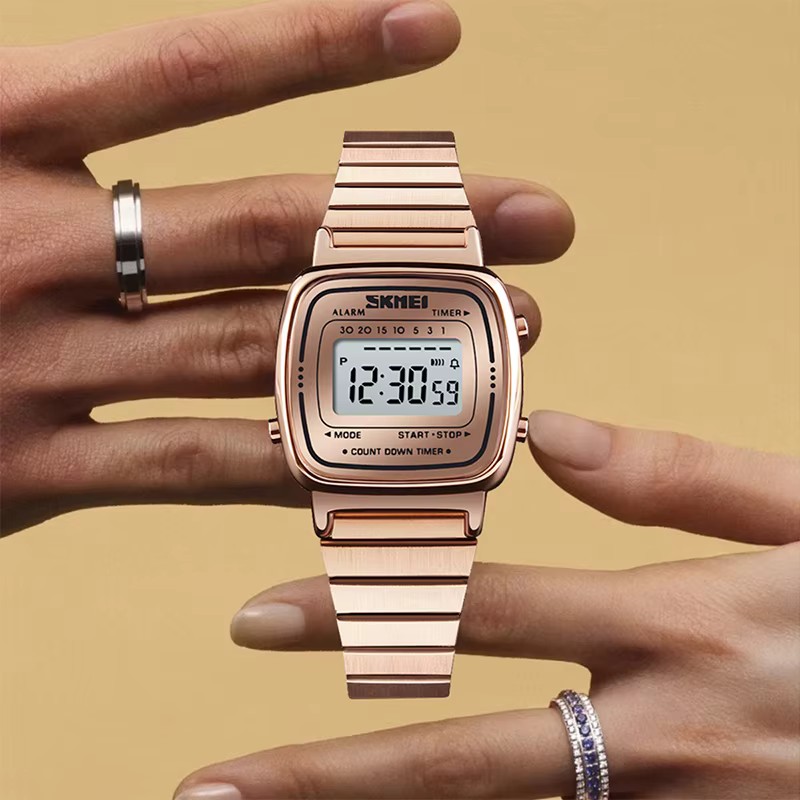 SKMEI – montre numérique dorée pour hommes et femmes