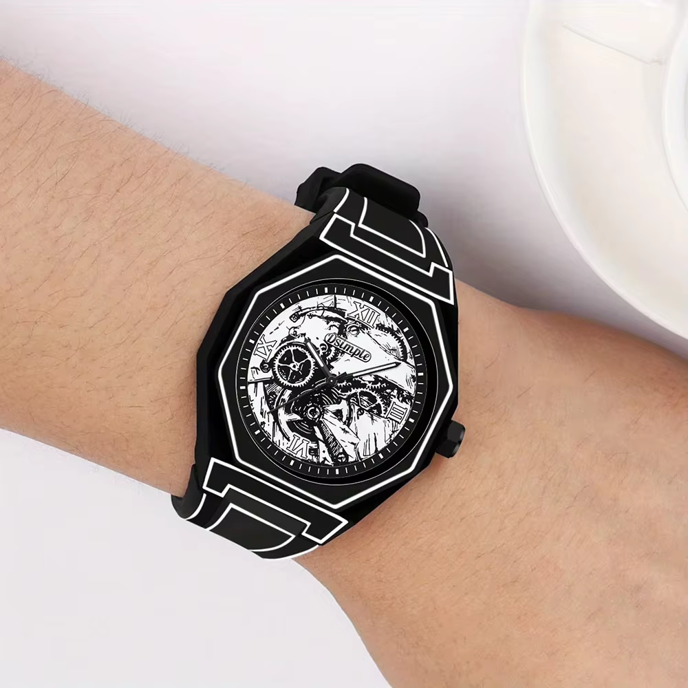 Montre à quartz élégante pour hommes - Bracelet en silicone