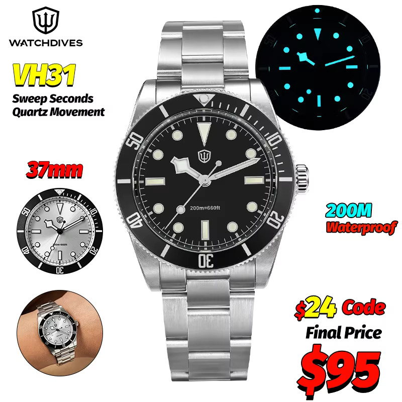 Watchdives WD7922 montre à Quartz VH31 mouvement 200m étanche hommes montres saphir cristal lumineux Vintage