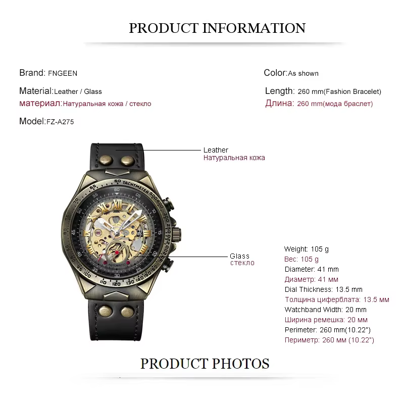 BINBOND A275 montre mécanique automatique originale pour hommes étanche rétro Tourbillon verre de cristal