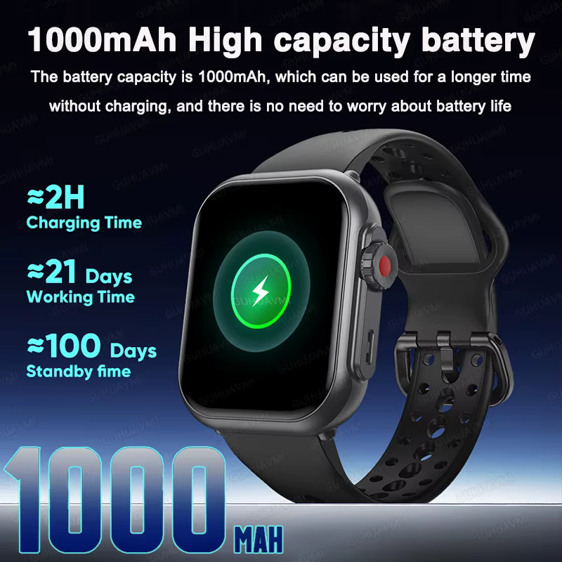 Pour montre IOS Ultra 2 SE hommes femmes Bracelet intelligent 1000mAh batterie GPS AMOLED affichage Bluetooth appel