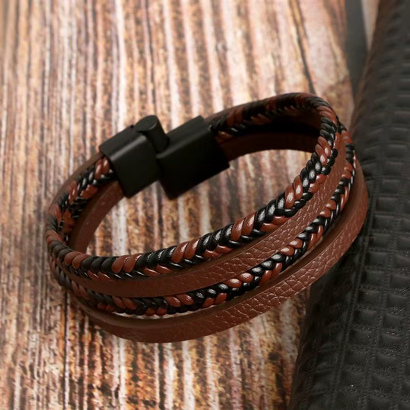 Nouveau Bracelet en cuir tressé pour hommes