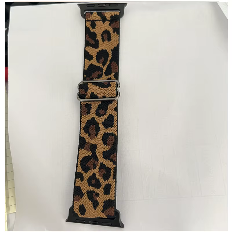 Bracelet en Nylon élastique léopard pour femmes, pour Apple Watch Ultra 2, 49mm, 41mm, 45mm, 42mm, 46mm, 44mm, iWatch série 10 9 se 7 3 8 5 4
