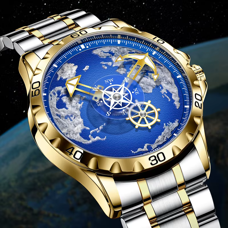 GLENAW Design nouveaux hommes montres série nautique voyageur en acier inoxydable brillant étanche montre mécanique