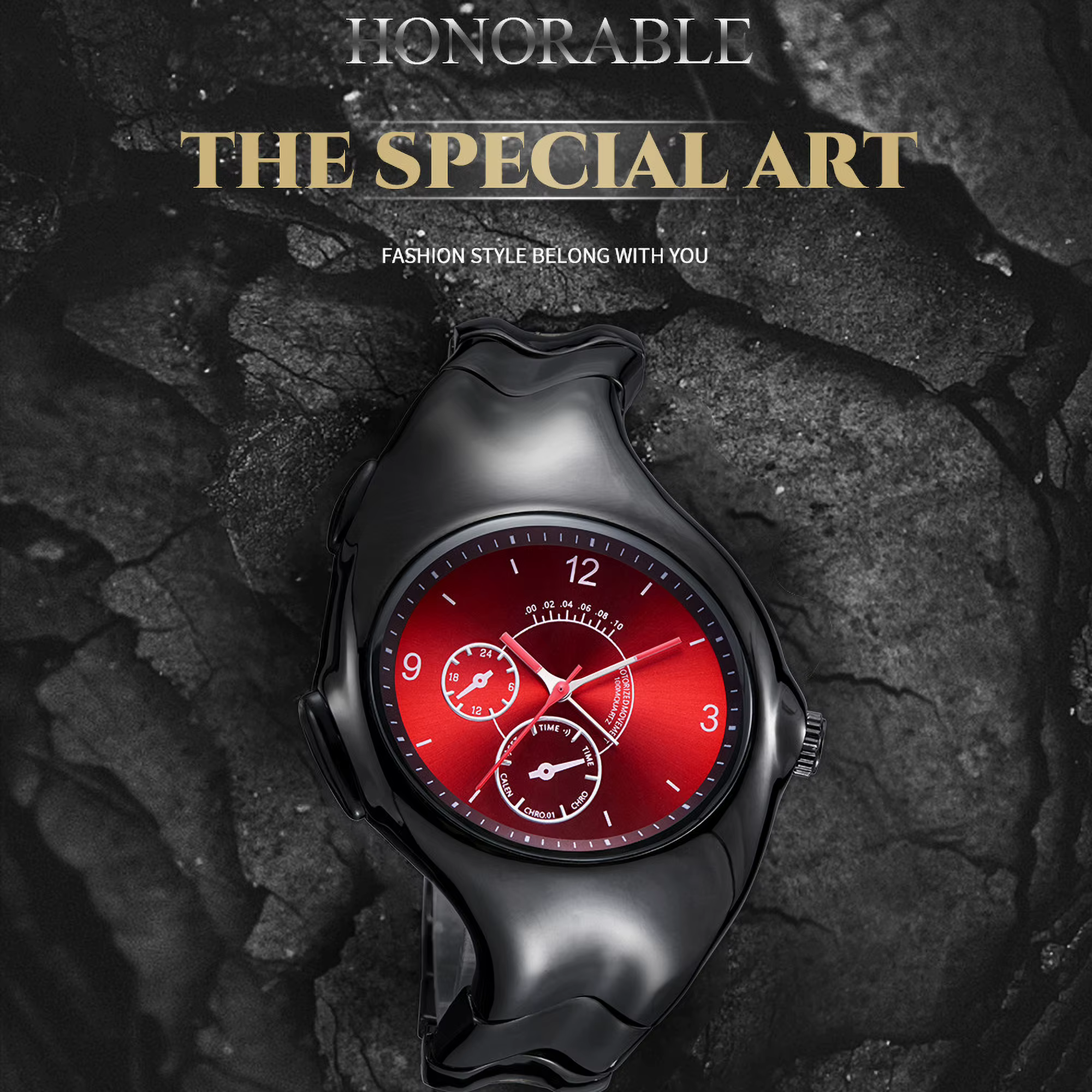 Montre OULM NEW Alien Retro Twisted Case Y2k Quartz pour homme, cadran argenté ovale, design unique et spécial, acier.