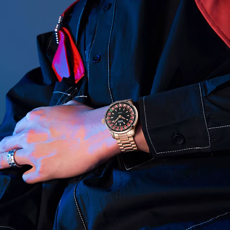 Mark Fairwhale 5031 mode hommes montre à Quartz créatif cadran rotatif lumineux étanche bracelet en acier décontracté montres pour homme