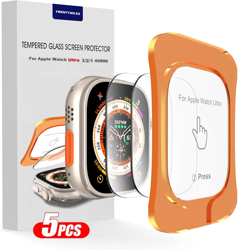 Verre trempé pour Apple Watch Ultra 1/2/3 49mm avec outil d'alignement protecteur d'écran pour iWatch