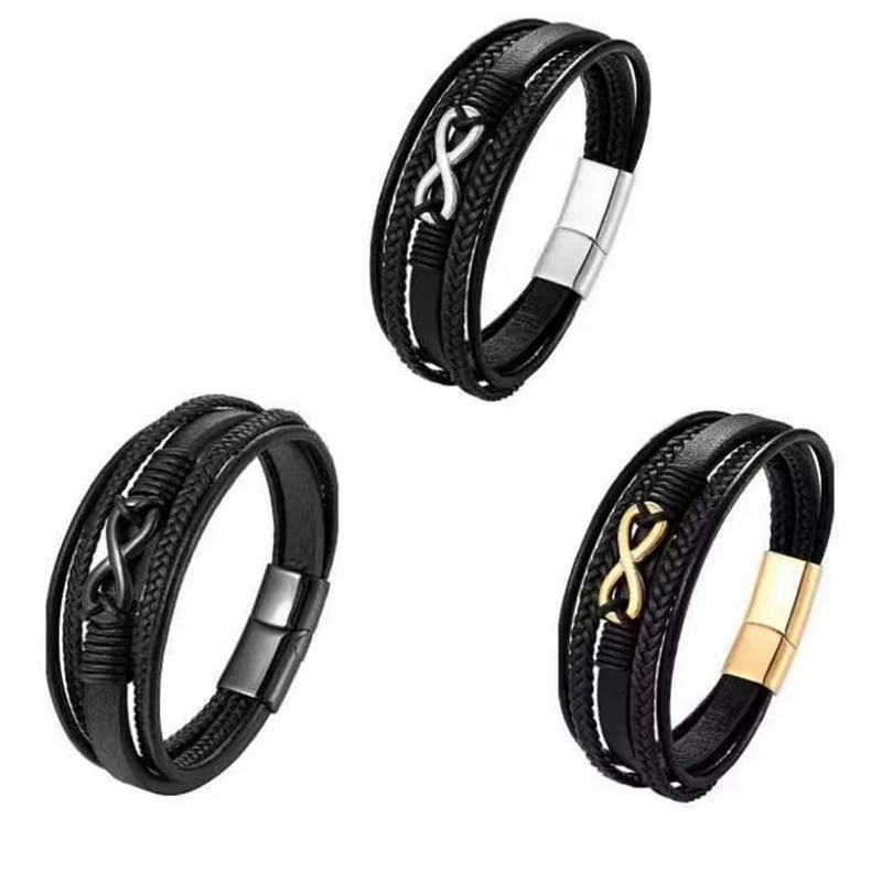 Bracelet en cuir multicouche pour homme