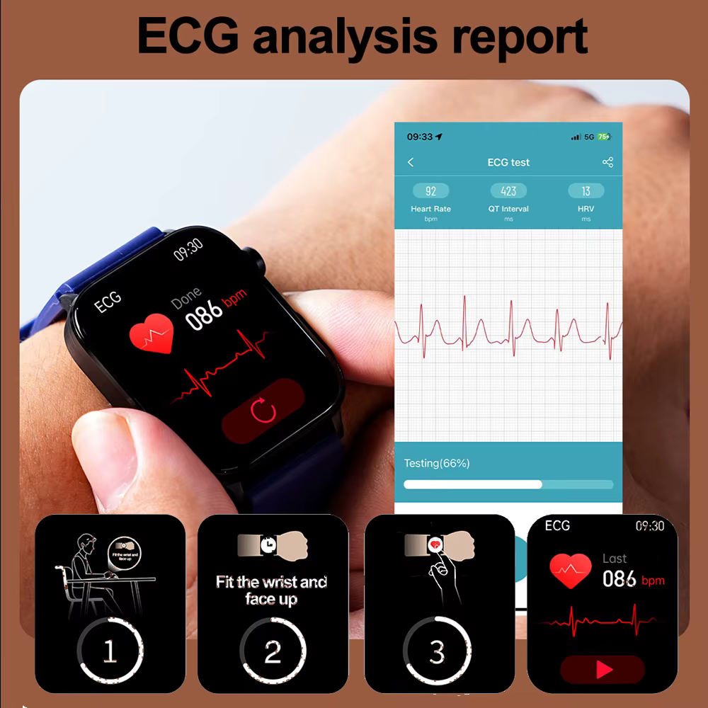 Nouvelle montre connectée 2025 pour hommes et femmes avec surveillance 24h/24 de la santé