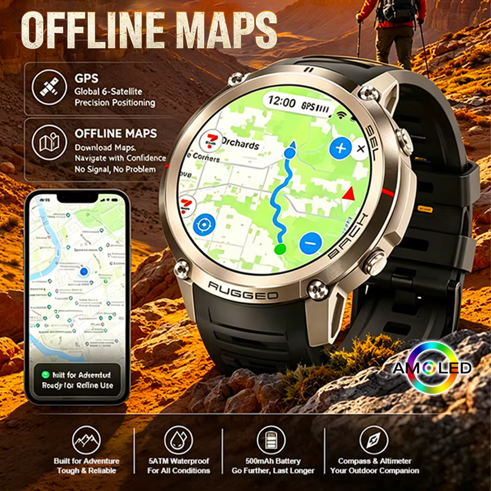 Montre connectée LIGE nouvelle génération tout-terrain avec GPS précis