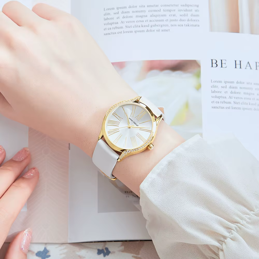 MINI FOCUS-Montre à Quartz Élégante avec Boîtier en Diamants pour Femme