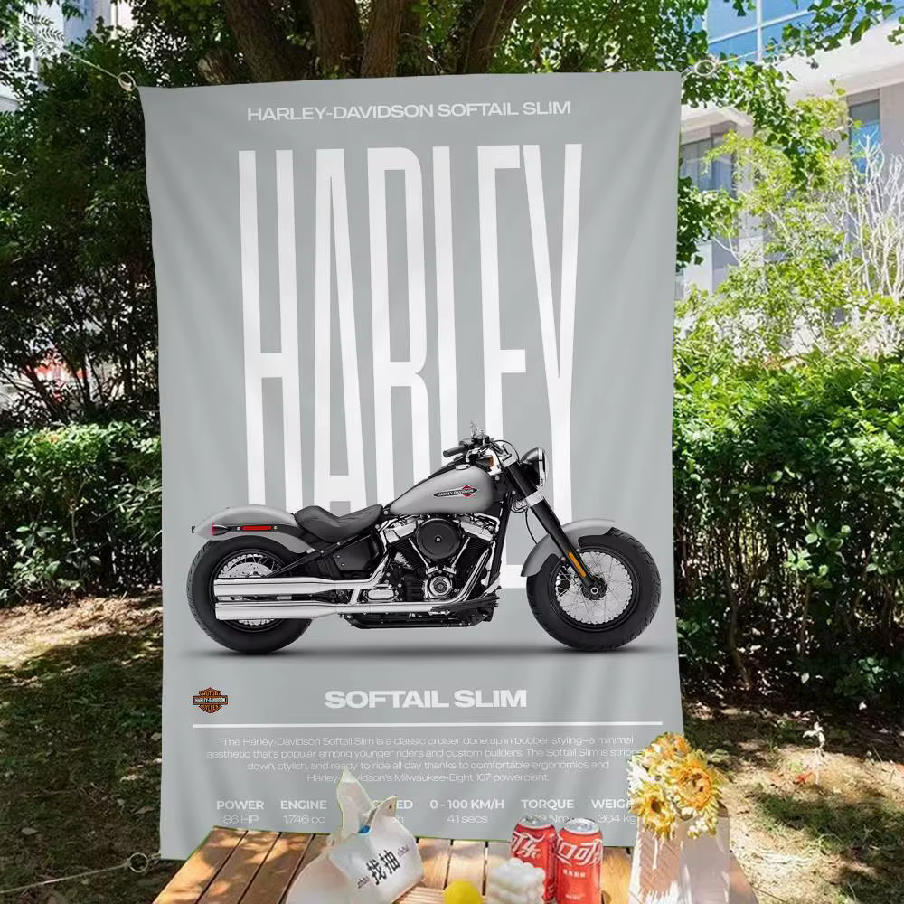 H-HarleyS LOGO Davidson – drapeau coloré à suspendre au mur, bannière murale bohème, Mandala, décoration artistique d'intérieur