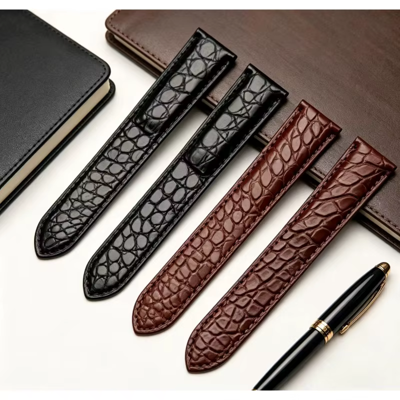 Bracelet de montre en cuir véritable pour homme