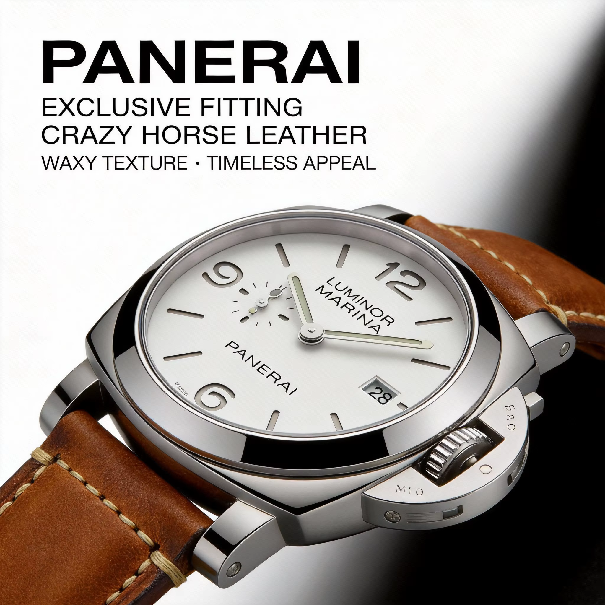 Bracelet de montre en cuir véritable pour Panerai
