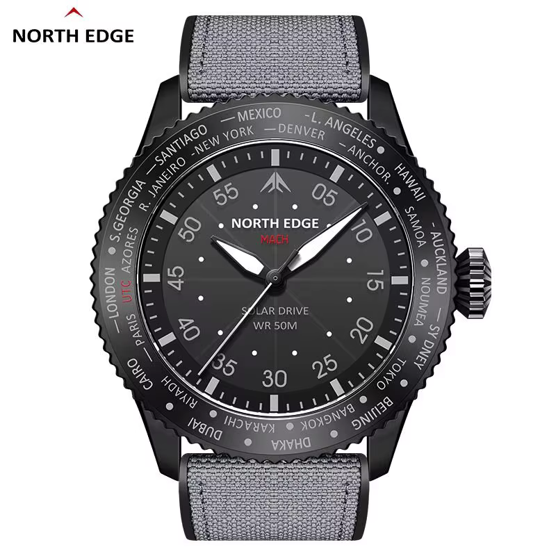 NORTH EDGE 2024 MACH montre à Quartz à énergie solaire hommes étanche 50M