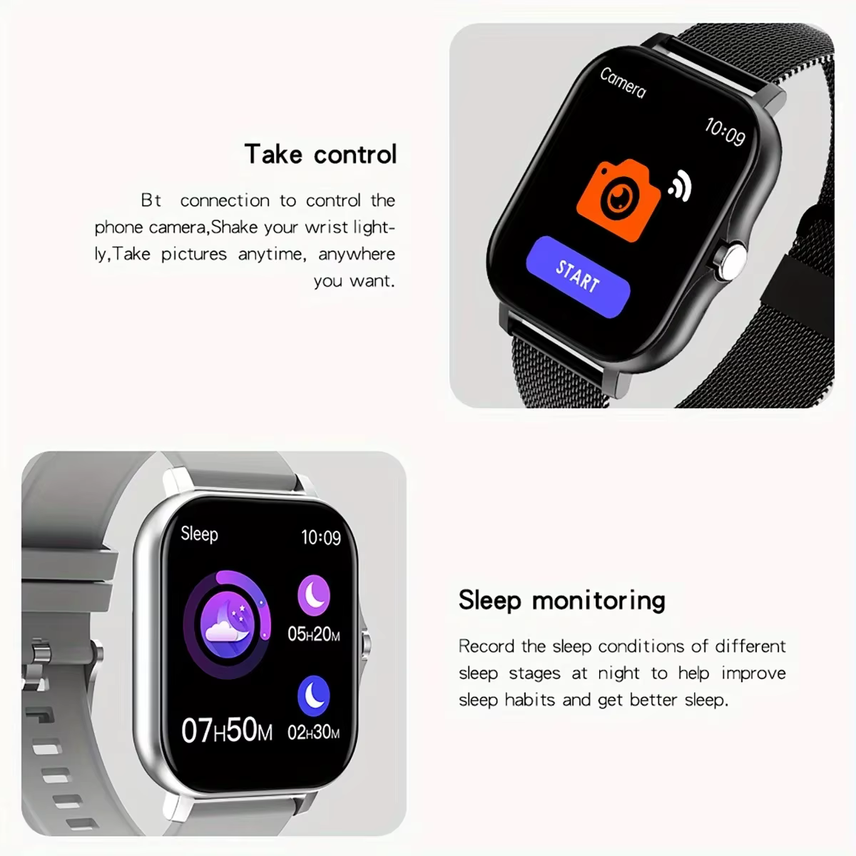 Montre intelligente pour Android IOS montres 1.83 pouces HD affichage Bluetooth appel Message alerte musique sport Mode Smartwatch hommes femmes cadeau