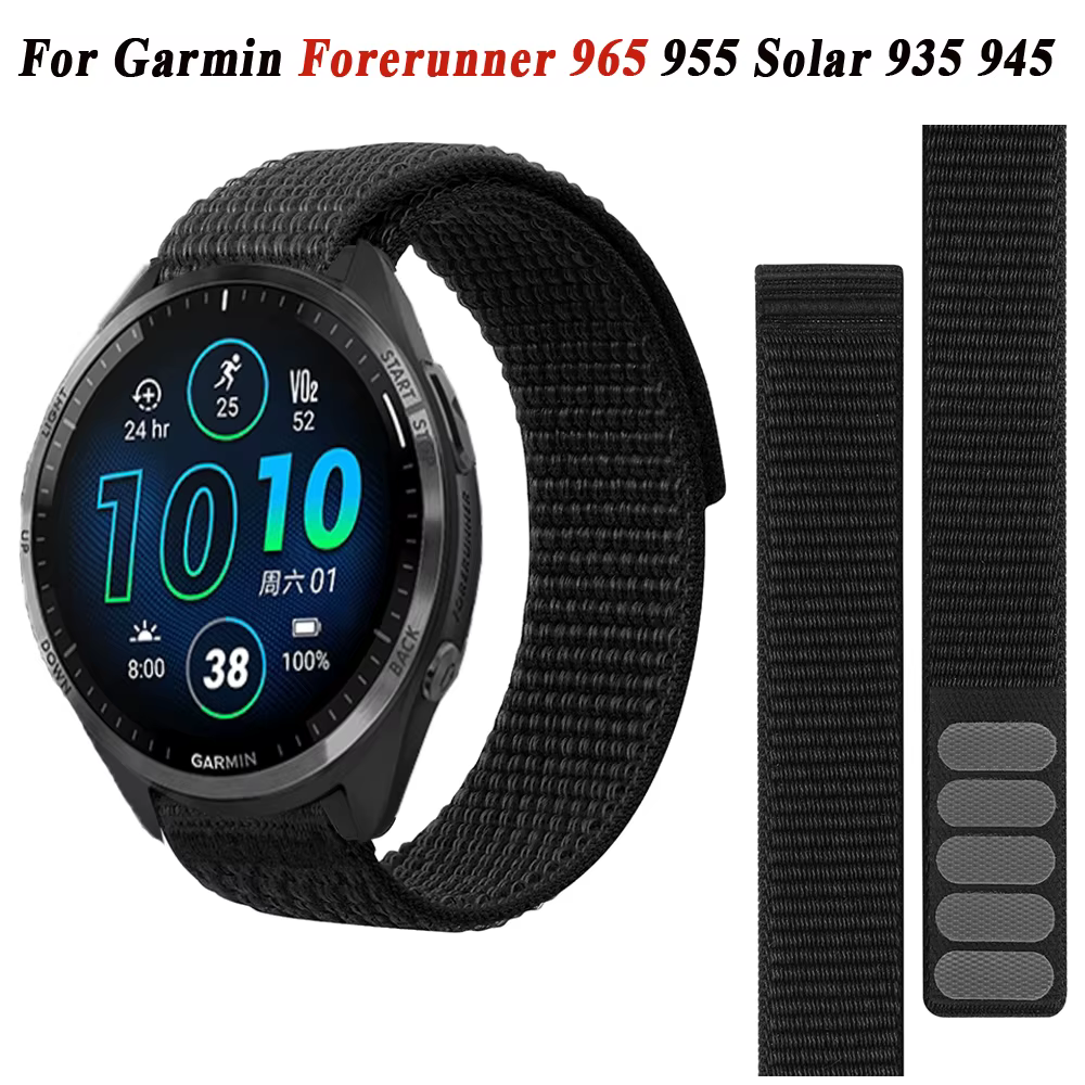 Bracelet de montre en Nylon à boucle à crochet pour Garmin Forerunner 965 955 Solar 945 935 745