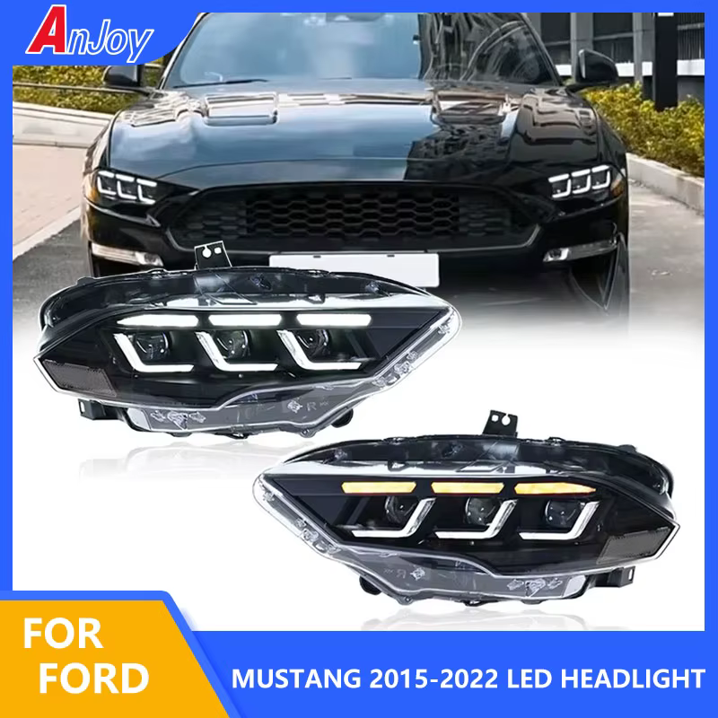 Feux de sauna à LED pour Ford Mustang, assemblage de feux avant de voiture modifiés, accessoires, 2015, 2016, 2017, 2018, 2019, 2020, 2021, 2022