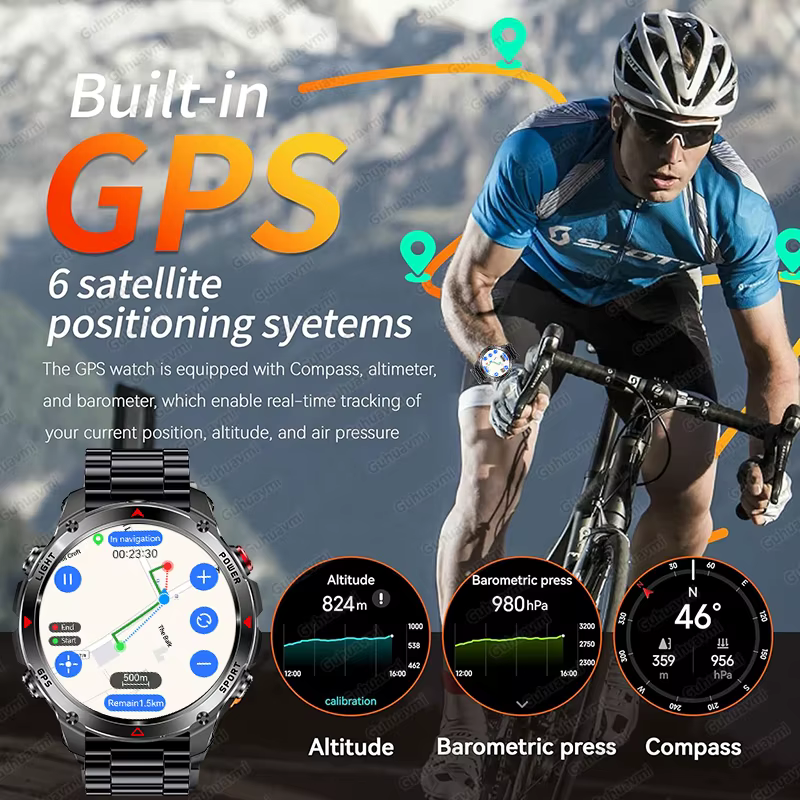 2025 nouvelle carte GPS Navigation montre intelligente hommes femmes écran Amoled 3ATM étanche Sport