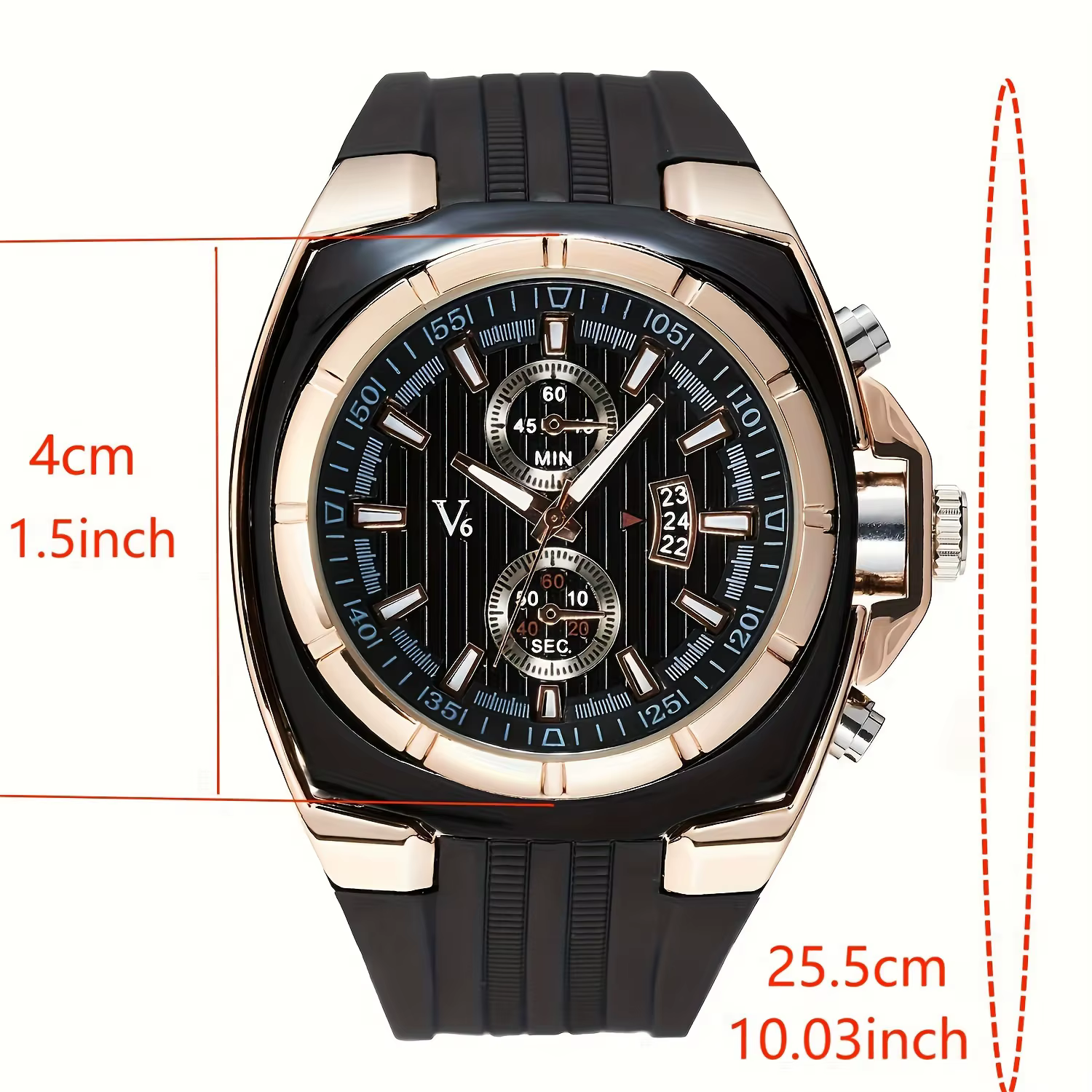Nouvelle montre de sport de plein air à la mode en silicone pour hommes calendrier à trois yeux multifonctionnel grand