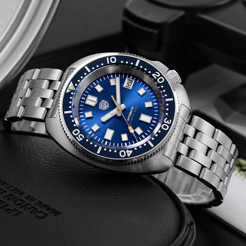 Watchdives PVD WD6105 montre de plongée tortue NH35 mouvement automatique 200M étanche saphir cristal acier inoxydable
