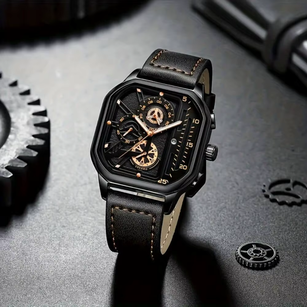 Montre de luxe pour homme avec grand cadran carré