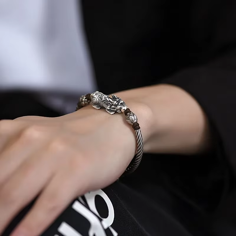 Bracelet tressé en argent 925 pour hommes et femmes