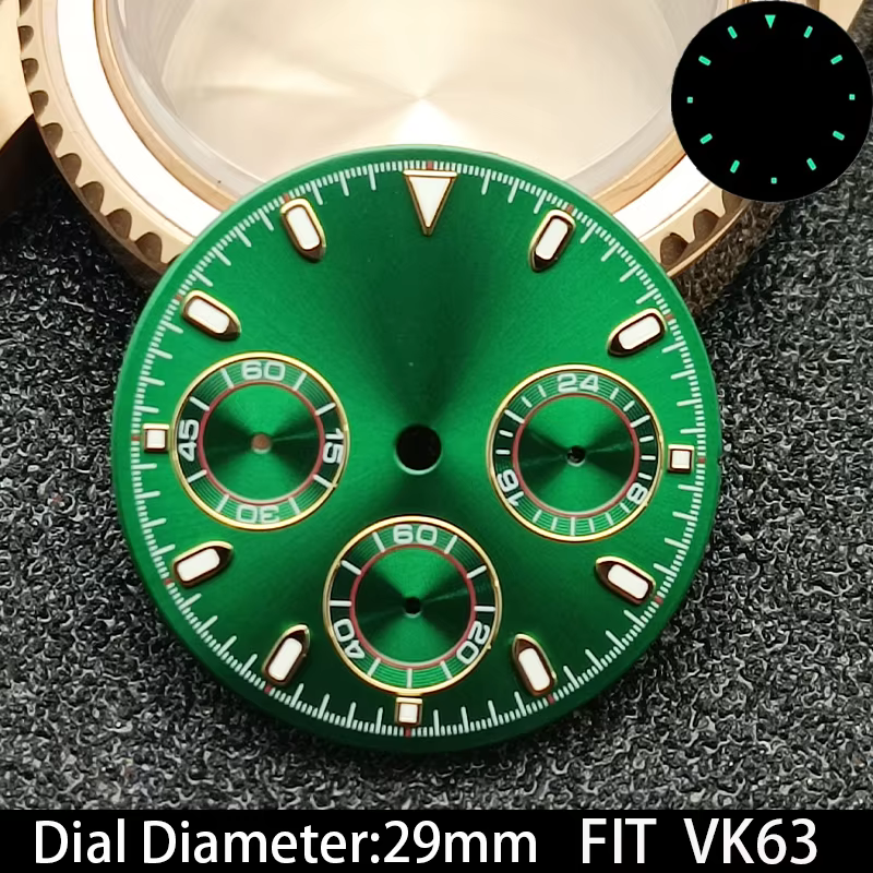 Cadran de montre VK63 lumineux vert de haute qualité