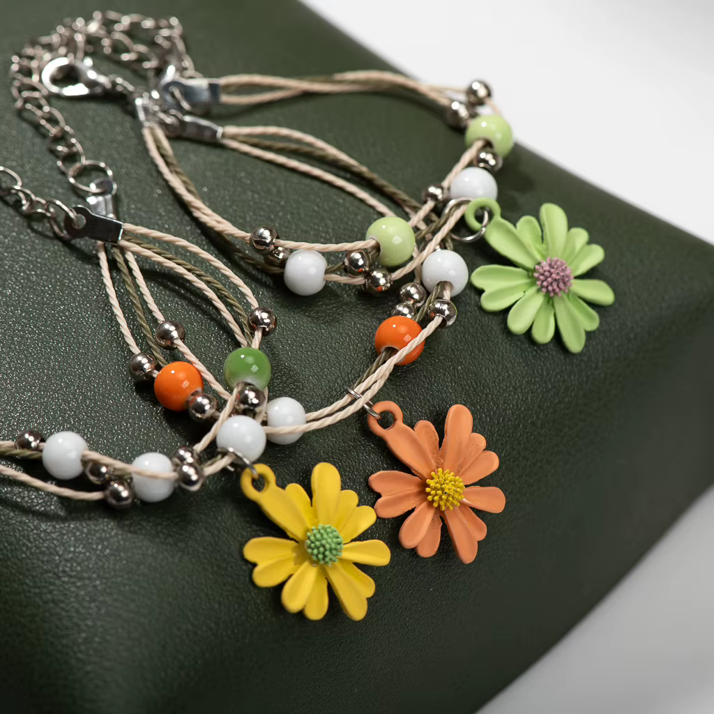 Destroy Andrloy-Bracelet en céramique fait à la main pour femme, fleur en alliage, cadeau, H803