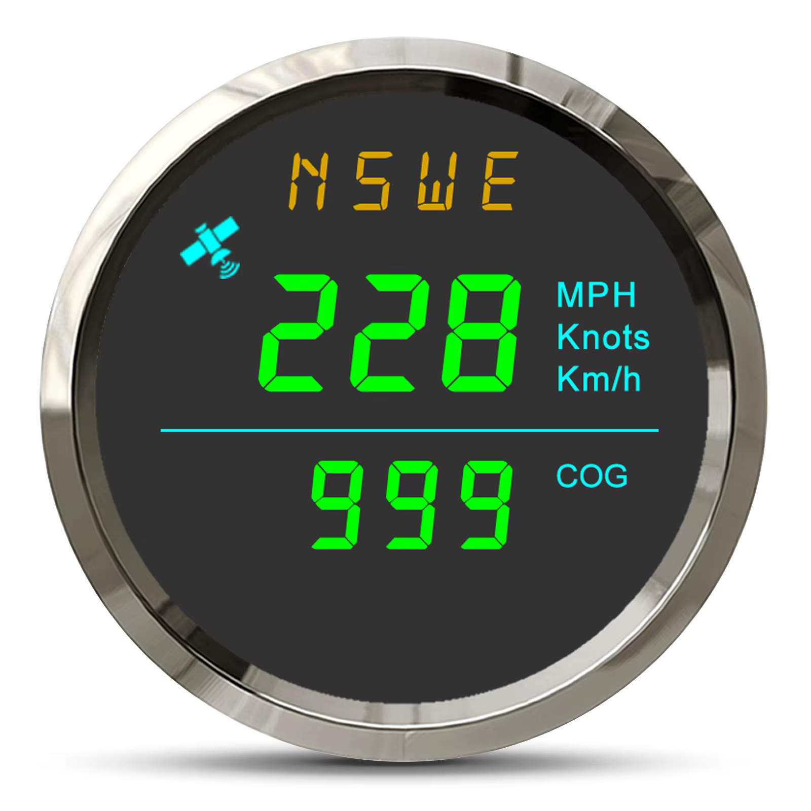 Compteur de vitesse GPS numérique étanche 52MM avec antenne GPS KMH MPH noeuds COG GPS pour voiture marine moto vert rouge blanc LED