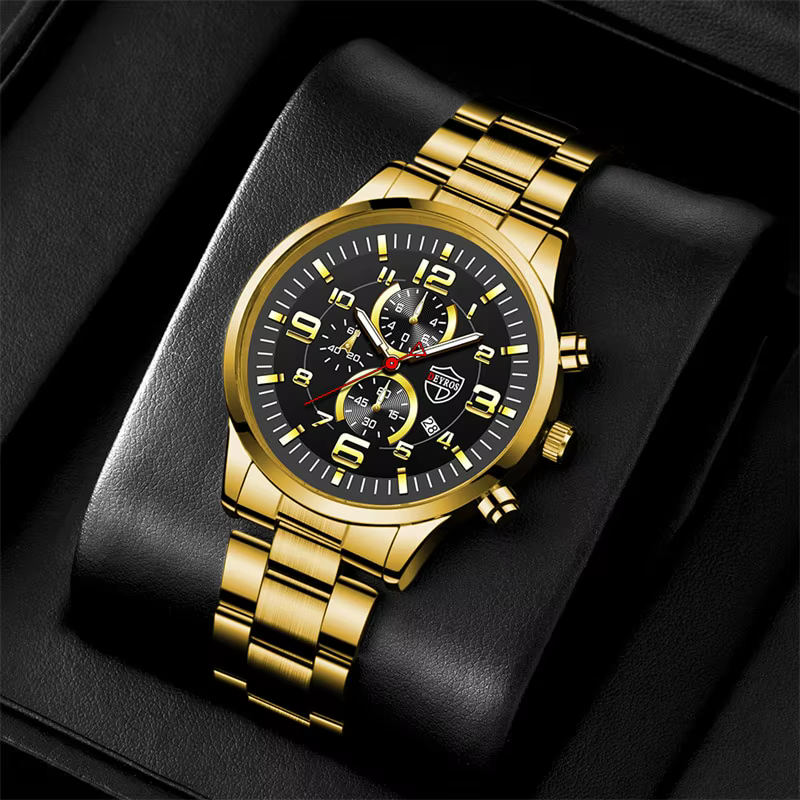 Montres de sport à quartz en acier inoxydable pour hommes