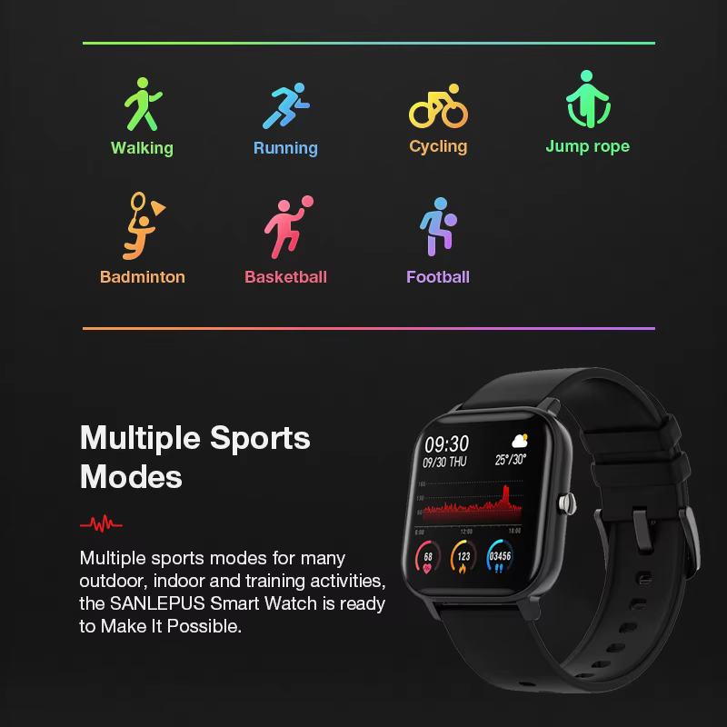 Montre intelligente étanche pour hommes et femmes