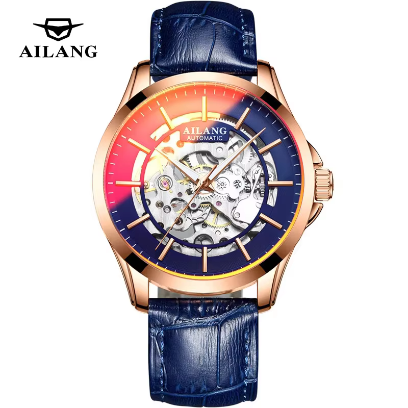 AILANG 2026 8629 Nouvelles Montres Mécaniques Bracelet en Cuir Véritable Étanche Montres-Bracelets Squelette Tendance Magasin Bright Future