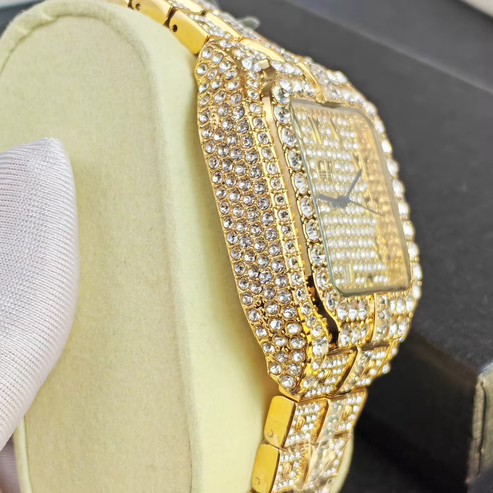 Montre en Quartz Diamantée de Luxe pour Homme