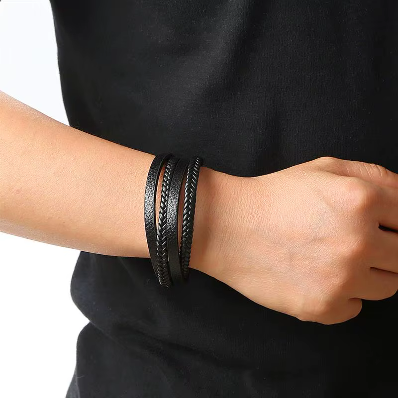 Nouveau Bracelet en cuir tressé pour hommes