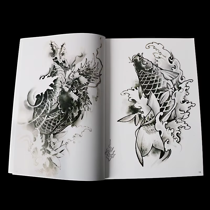 Livre de tatouage avec motifs de conception de ligne claire, accessoires de maquillage permanent et modèles de tatouage non temporaires populaires