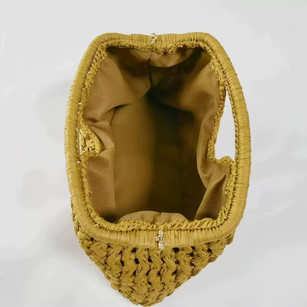 Nouveau sac de plage d'été pour femme, pochette de luxe, sacs en paille de créateur, sac fourre-tout, sac à main tendance en rotin tressé, sac de voyage pour femme