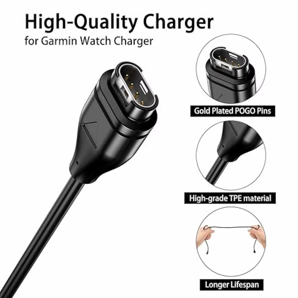 Câble de chargement USB compatible avec Garmin Vivoactive 5 4 4S 3 Quatix 7 6 6X 5 Remplacement du chargeur de montre intelligente USB-C.