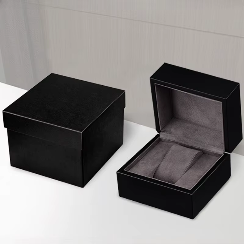 Boîte à montre en bois noir mat de luxe pour homme et femme