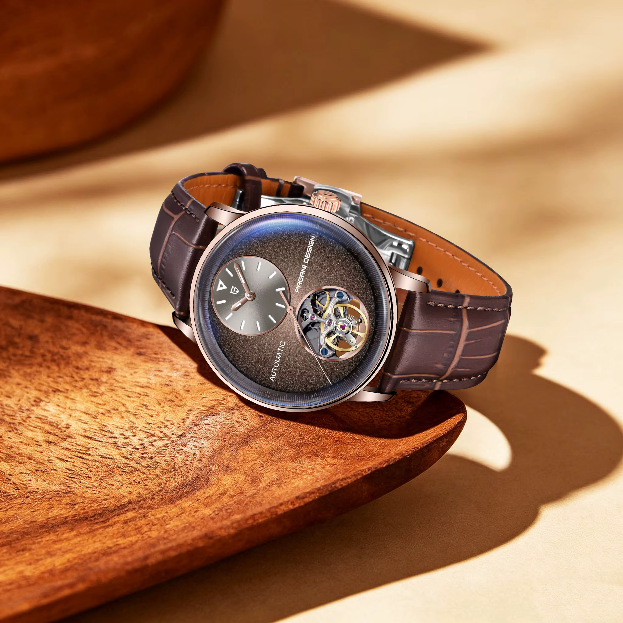 PAGANI DESIGN Montre mécanique rétro minimaliste pour hommes d'affaires
