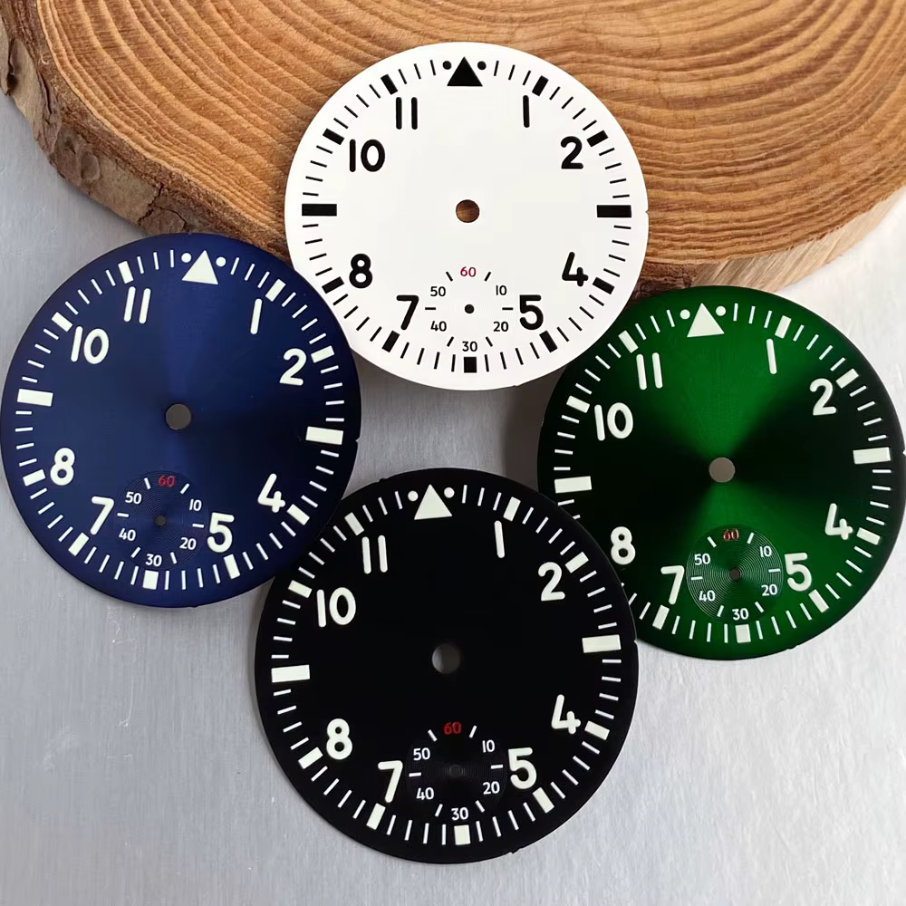 Nouveau cadran de montre noir, bleu, vert, blanc de 37 mm avec aiguilles pour mouvements Sea-gull ST3621 ETA 6498, pièces de montre, outils d'horloger
