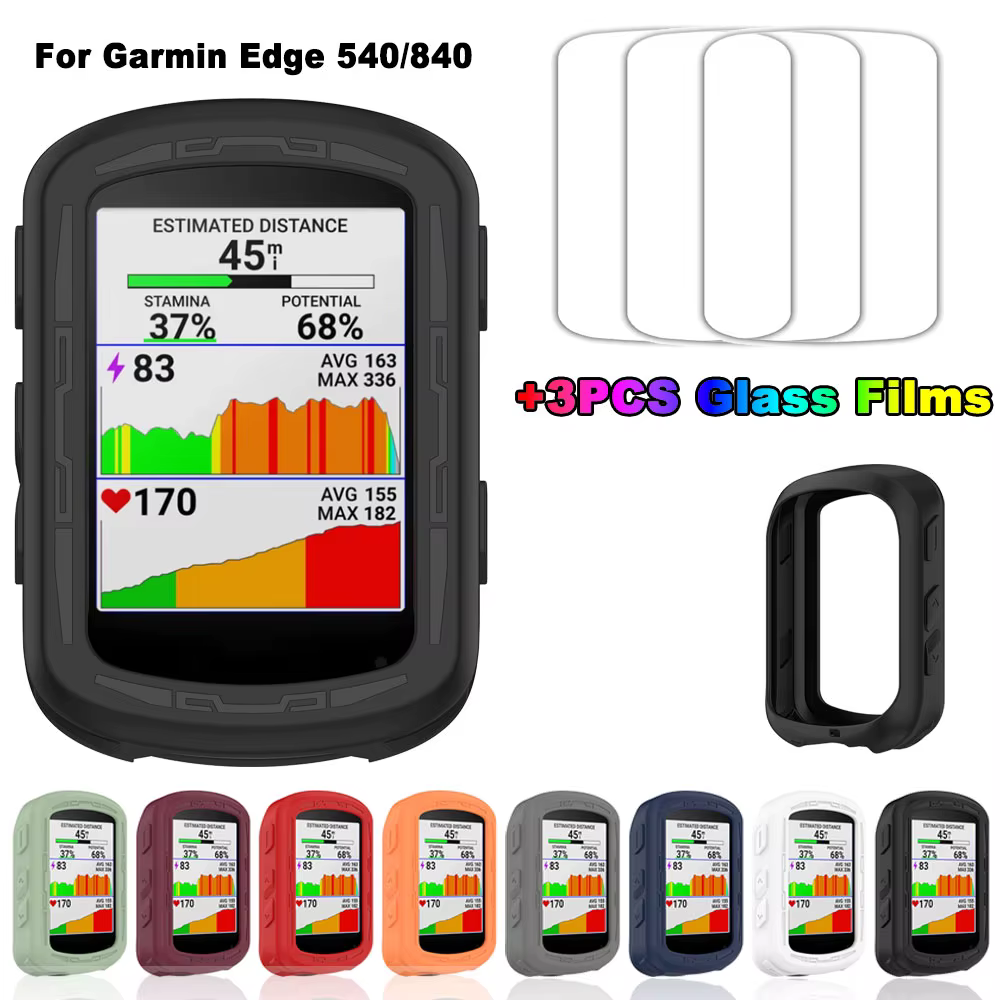 Juste de protection solaire et 3 films en verre pour Garmin Edge 540