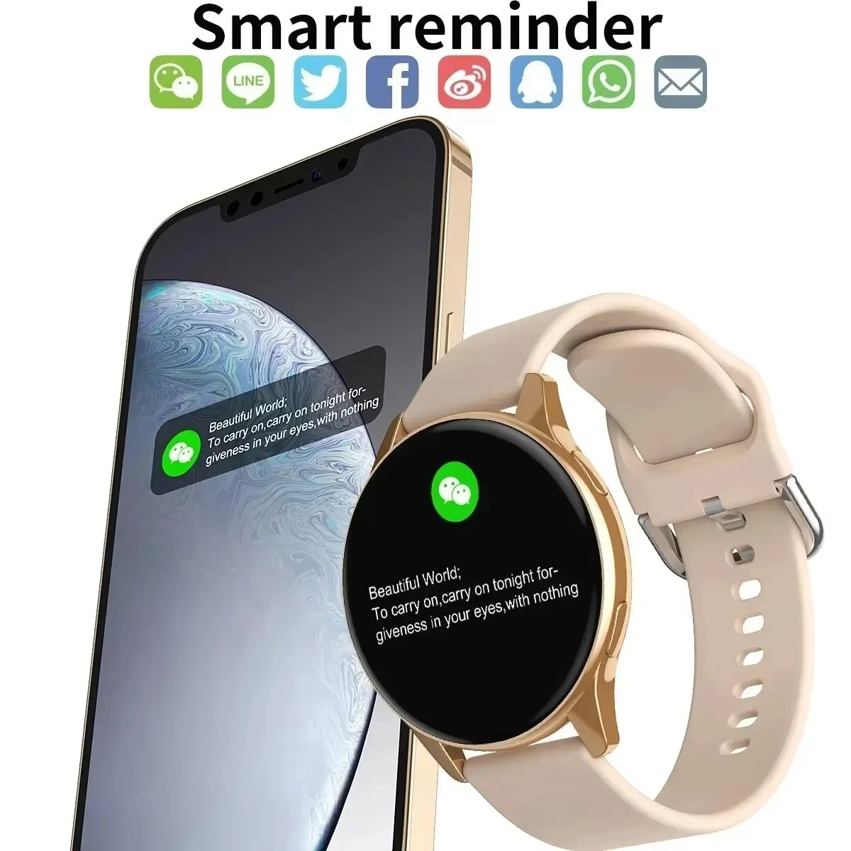 Montre intelligente ronde pour hommes et femmes