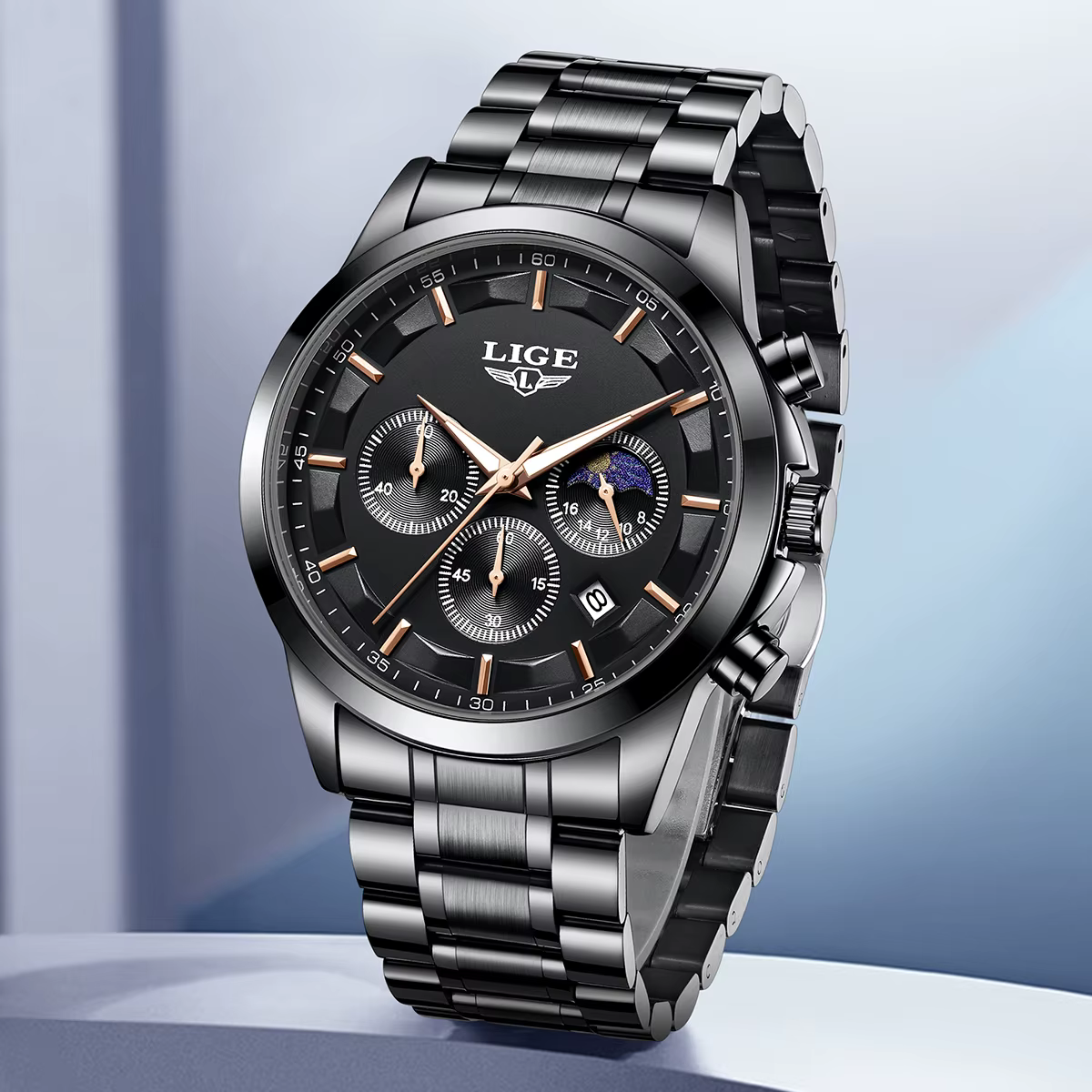 LIGE montres d'affaires hommes Top marque de luxe montre-bracelet à Quartz 3Bar étanche chronographe montre lumineuse pour Gentleman cadeau + boîte
