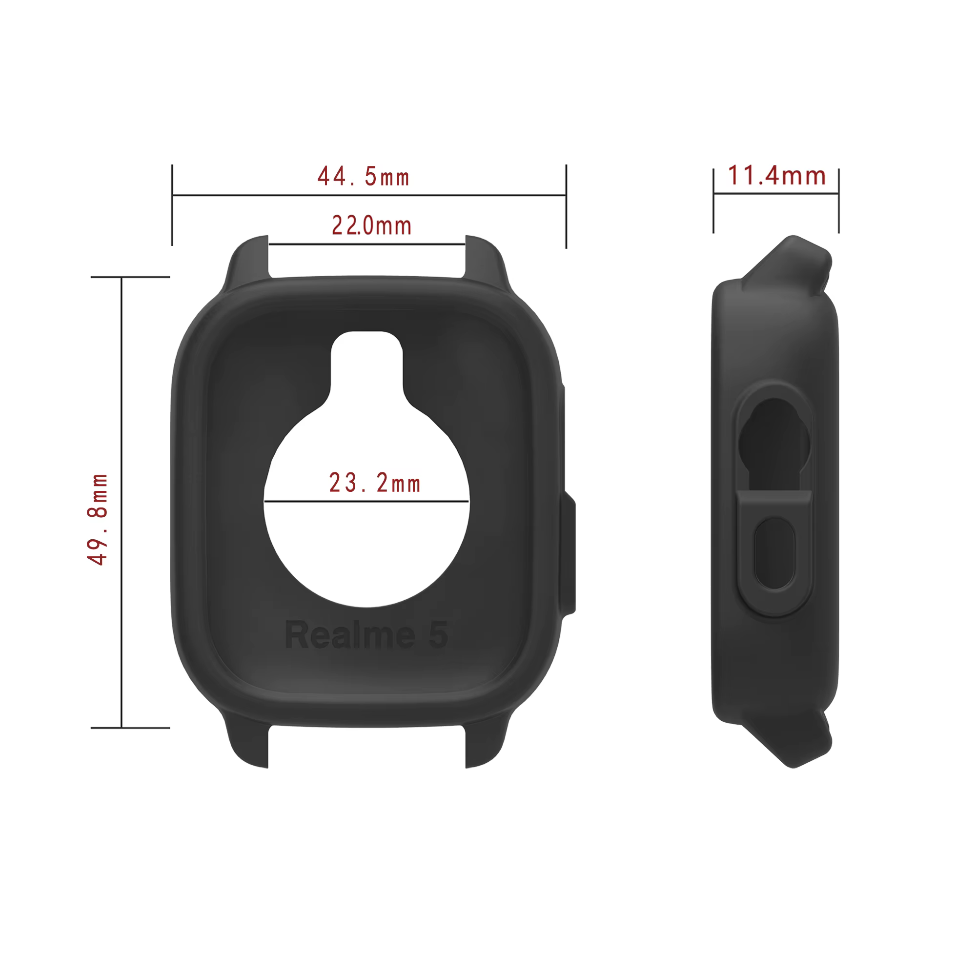 Étui de protection en silicone + 3 verres trempés pour Realme Watch 5